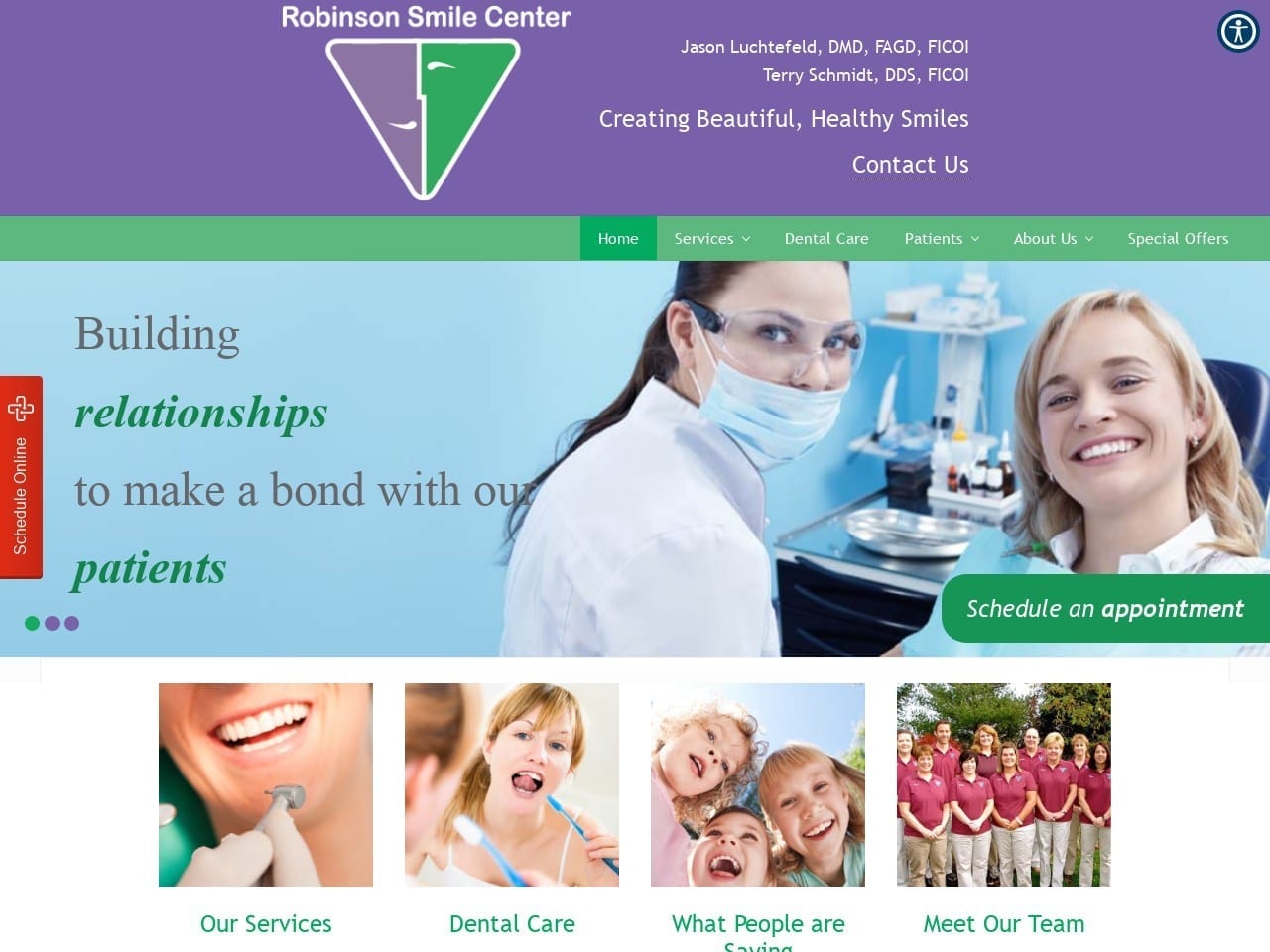 Robinson Smile Center Website Screenshot from robinsonsmilecenter.com