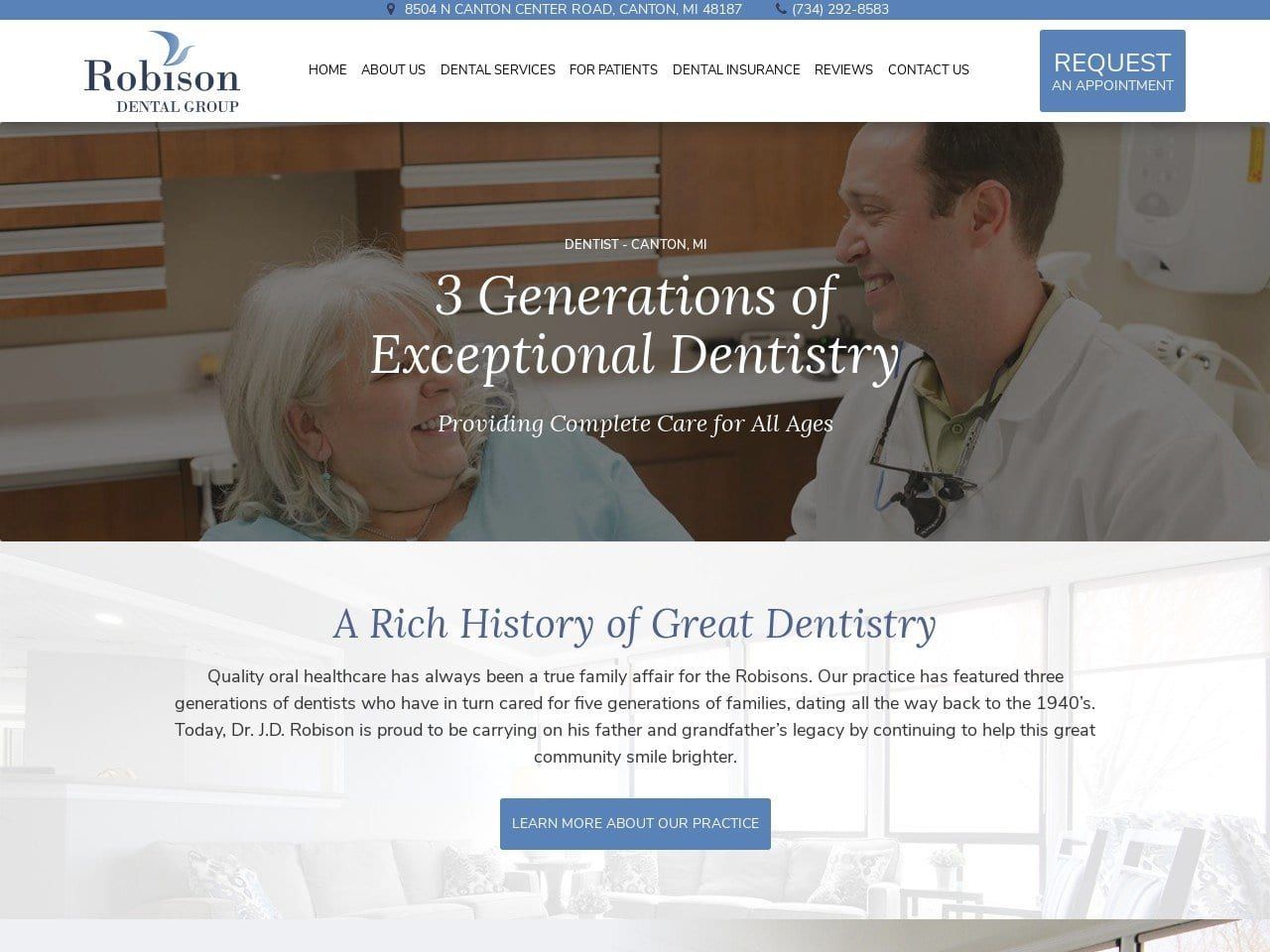 Robison Dental Group Website Screenshot from robisondentalgroup.com