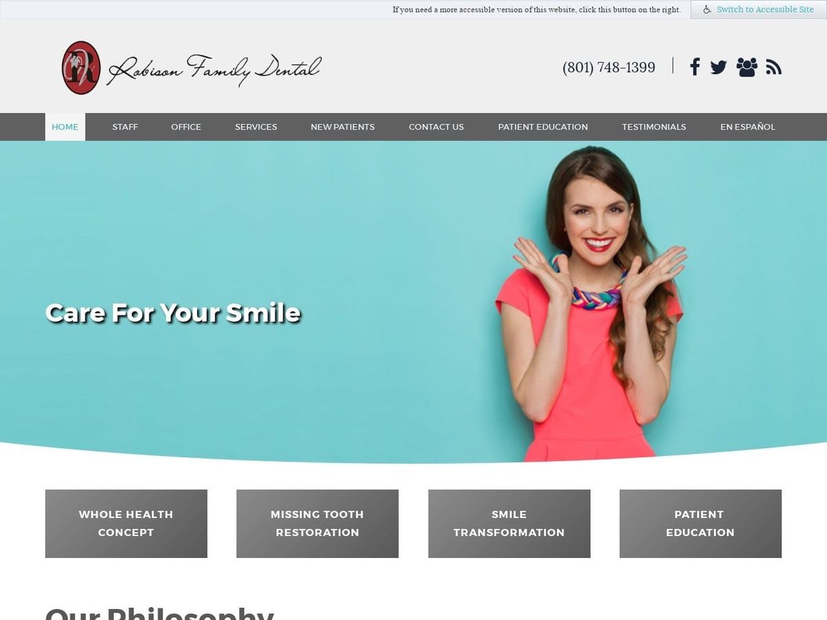 Robison Family Dental Website Screenshot from robisonfamilydental.com