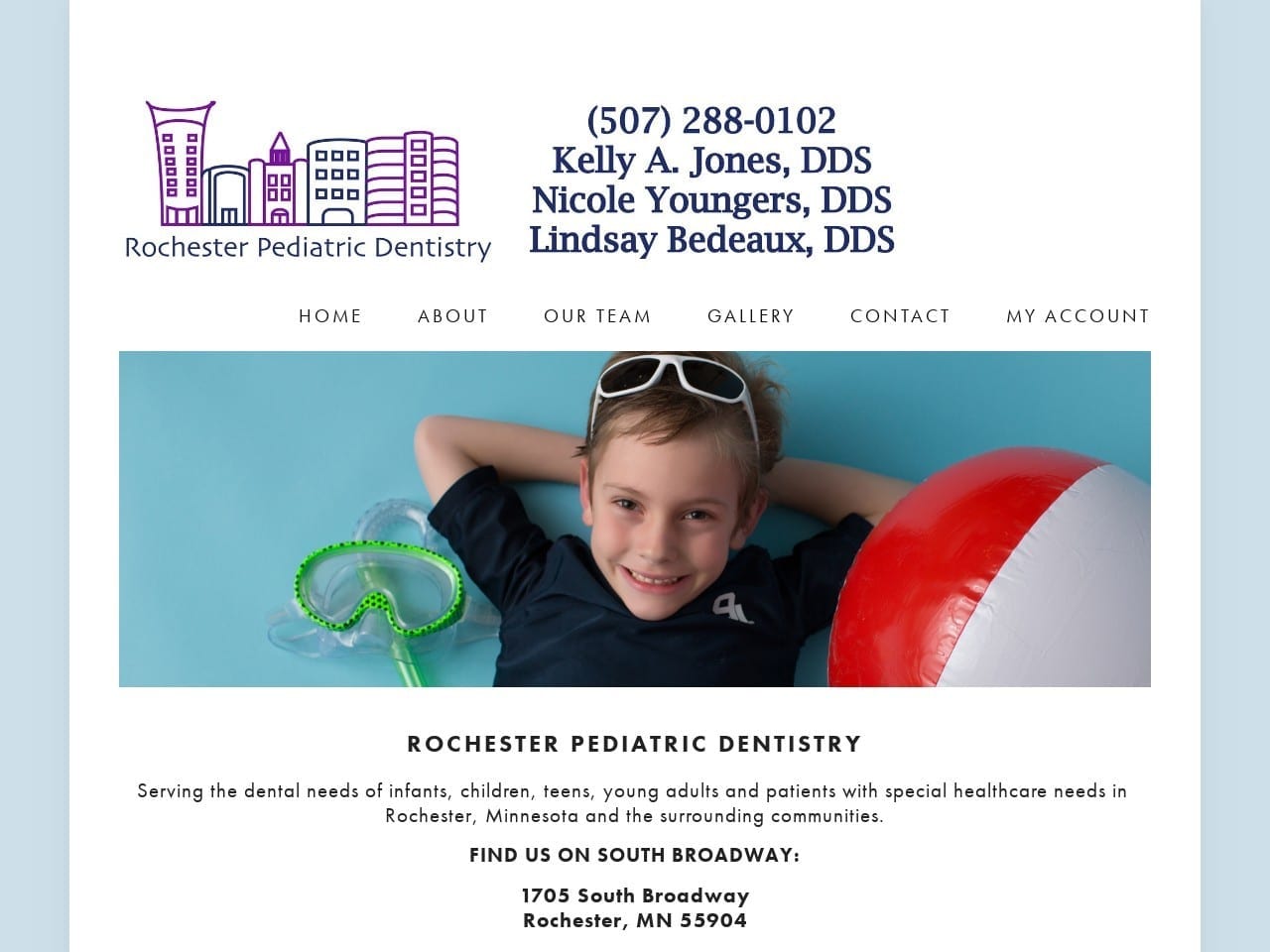 Rochester Pediatric Dentistry Kelly A Jones DDS Website Screenshot from rochestermnpediatricdentistry.com