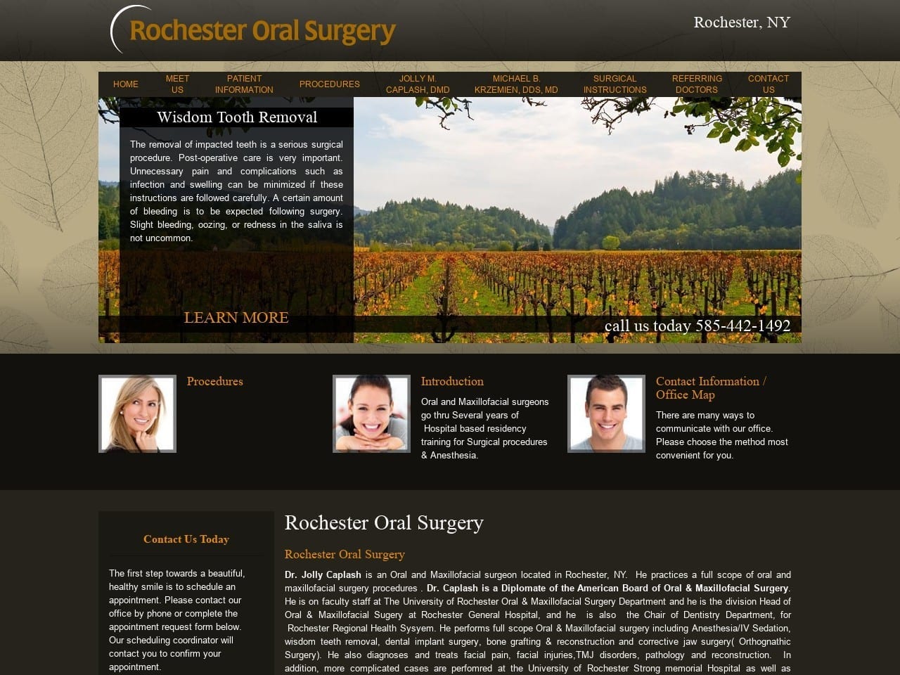 Rochester Oral Surgery Caplash Jolly DDS Website Screenshot from rochesteroralsurgery.com