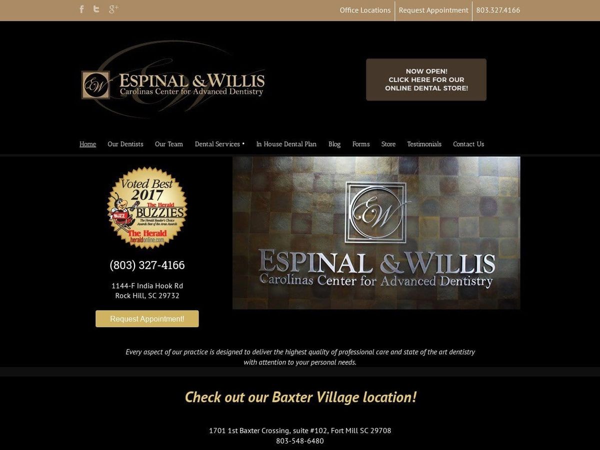 Espinal Dentist Website Screenshot from rockhilldentist.com