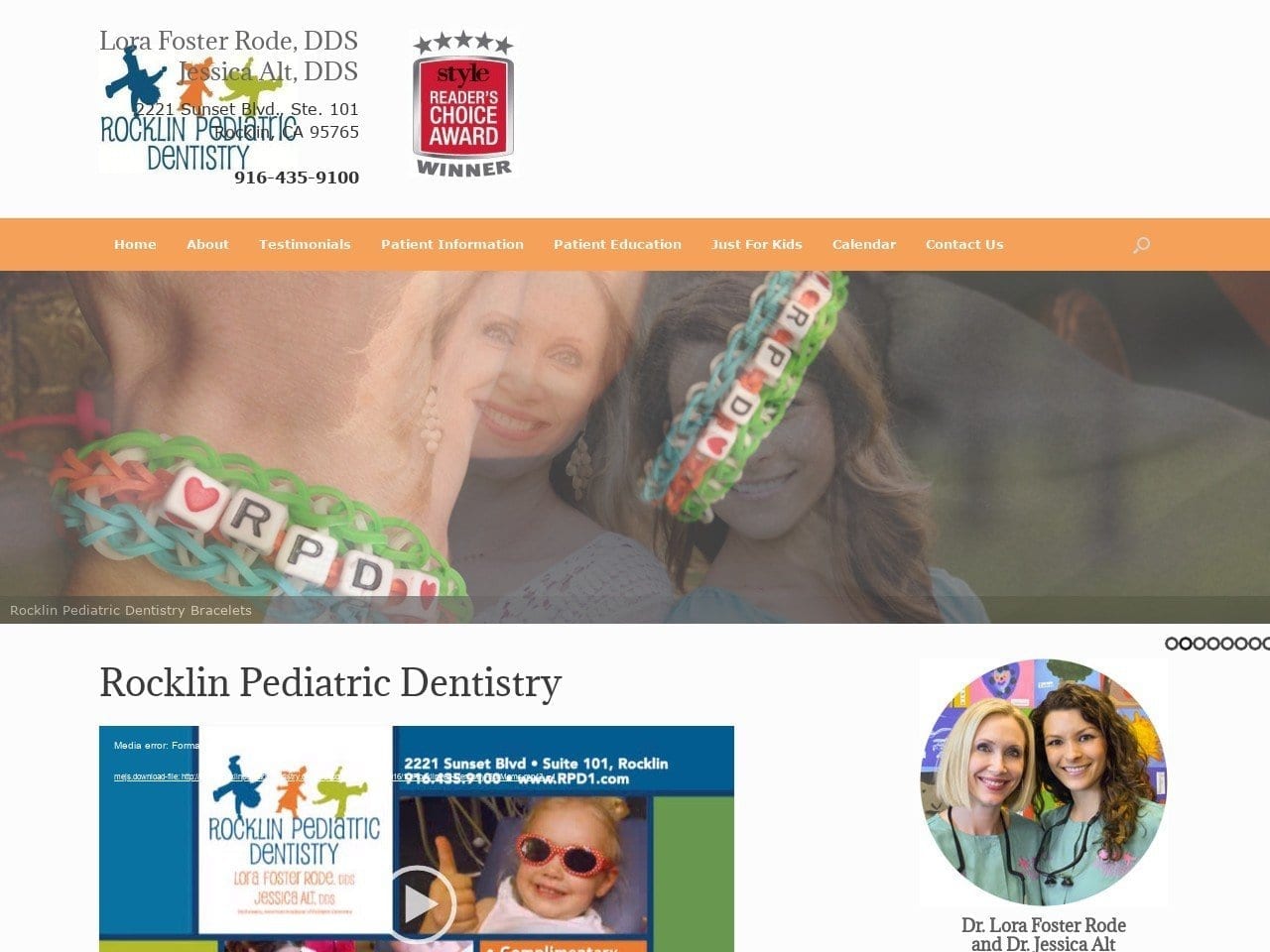 Rocklin Pediatric Dentist Website Screenshot from rocklinpediatricdentistry.com