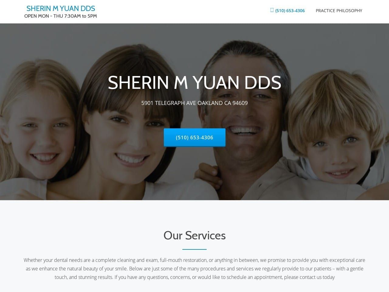 Sherin M Yuan DDS Website Screenshot from rockridgedentist.com