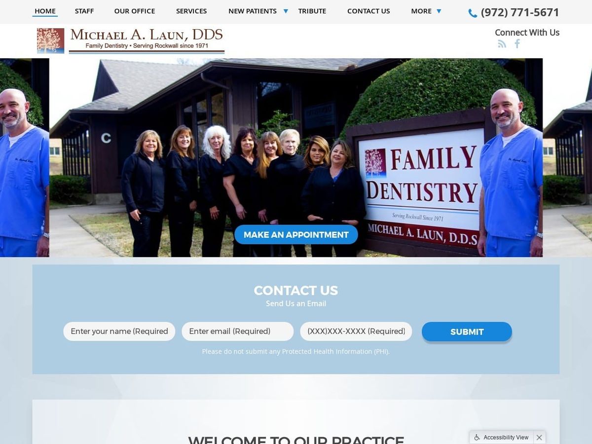 Arthur H Kuhlman DDS Michael A Laun DDS Website Screenshot from rockwalldental.net