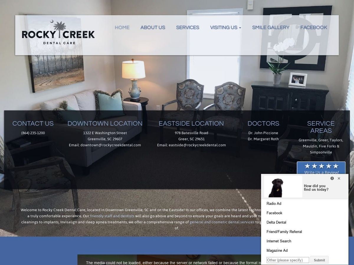 Rocky Creek Dental Care Website Screenshot from rockycreekdental.com