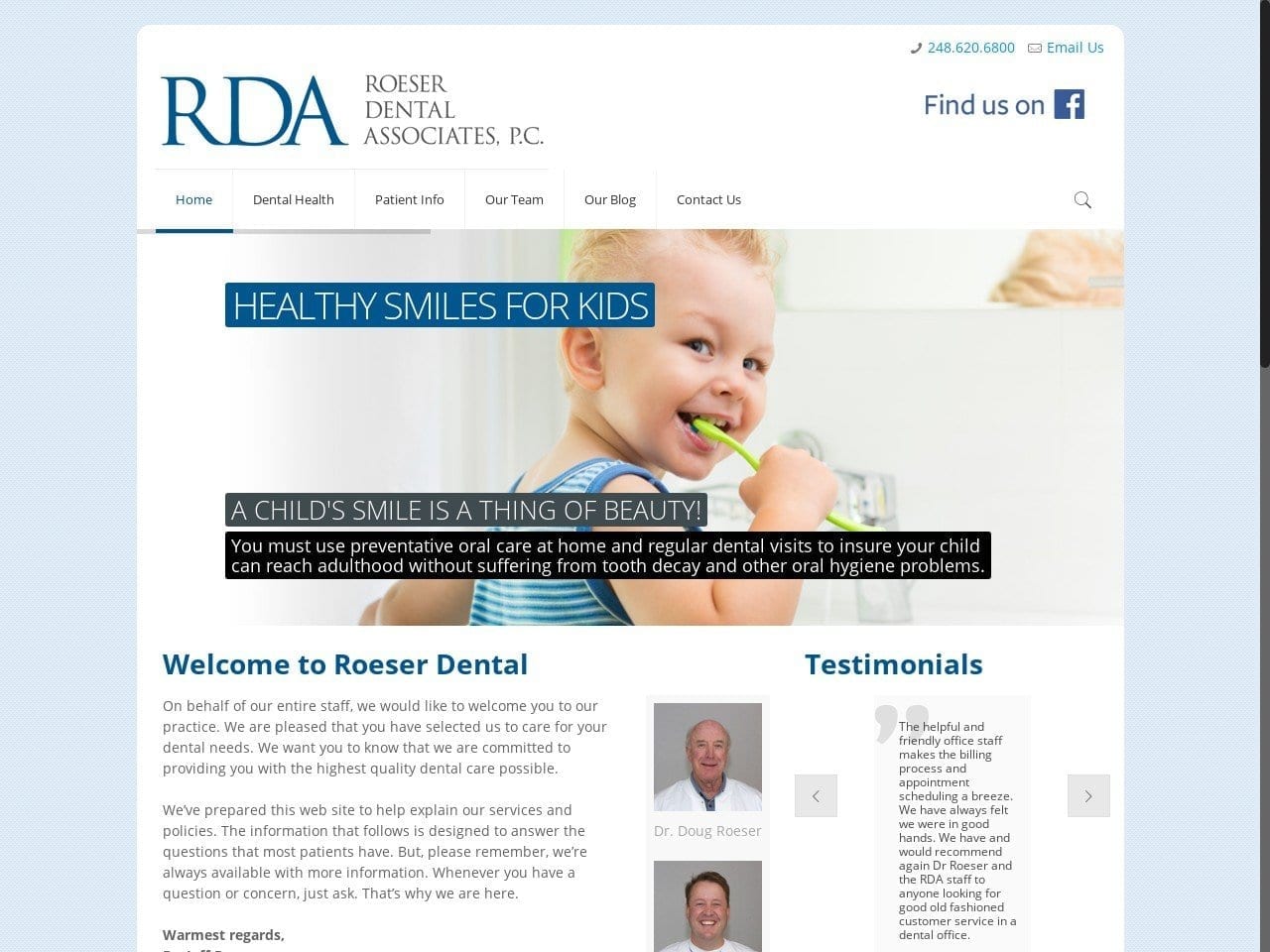 Roeser Dental Associates Website Screenshot from roeserdental.com