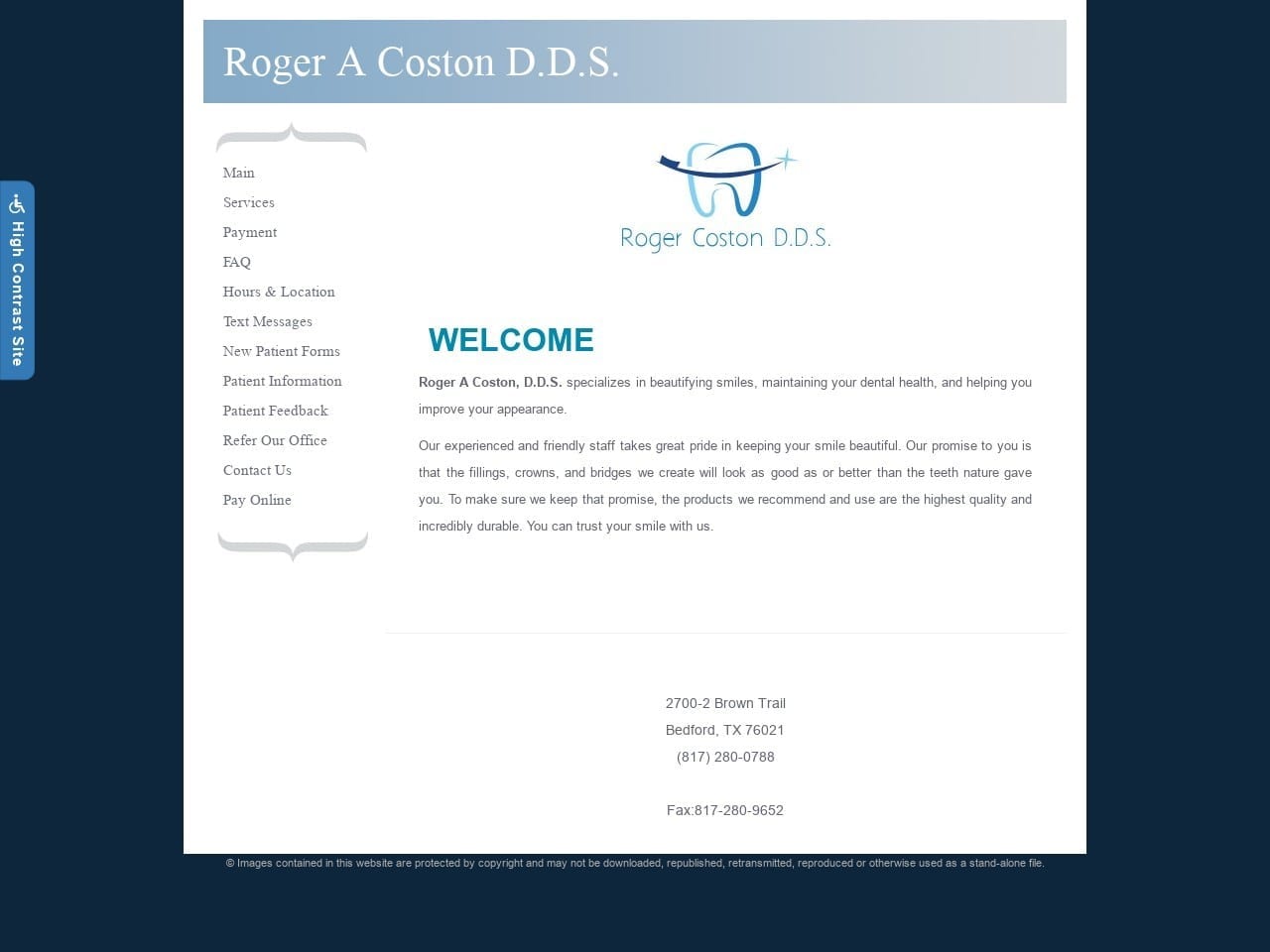 Dr. Roger A. Coston DDS Website Screenshot from rogercostondds.com