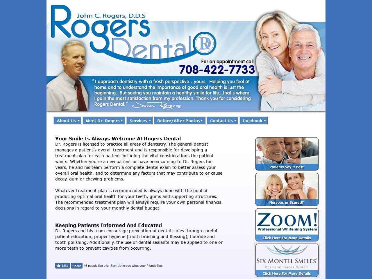 Rogers John DDS Website Screenshot from rogersdental.com