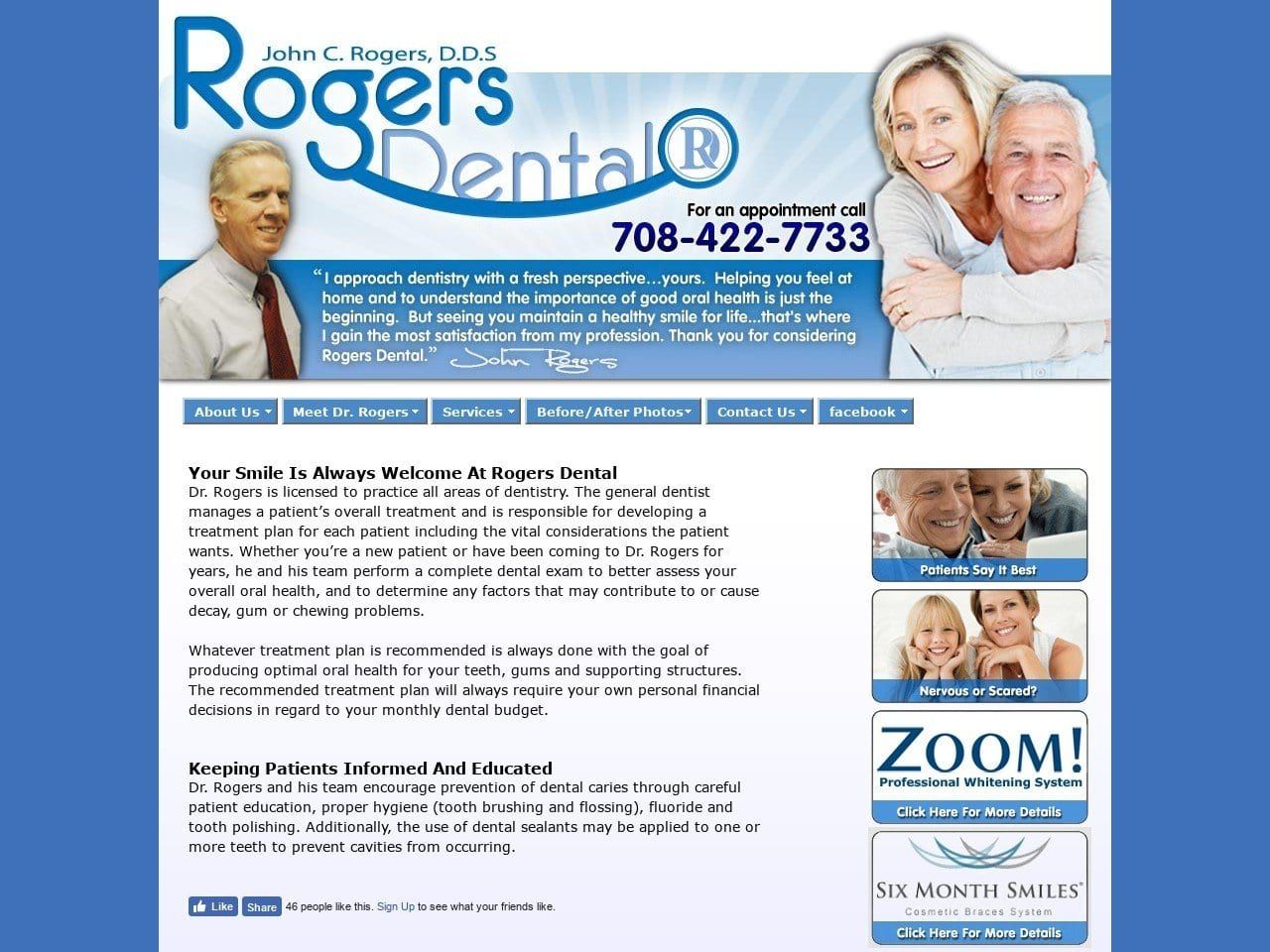 Rogers John DDS Website Screenshot from rogersdental.com