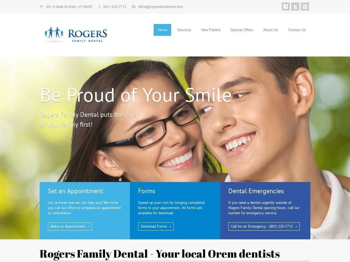 A All Day Dental Services Rogers Robert C DDS Website Screenshot from rogersdentalorem.com