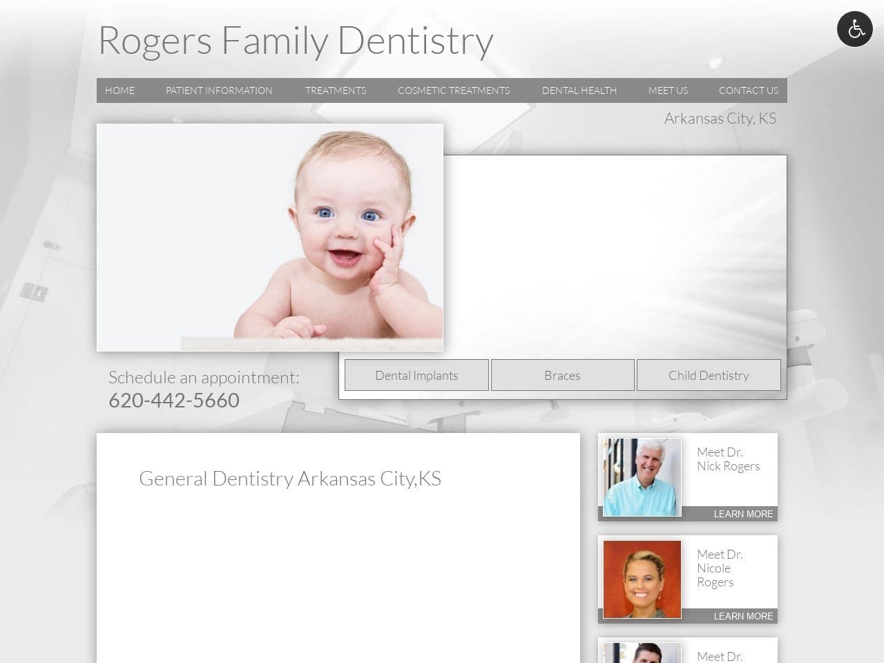 Rogers Family Dentist Website Screenshot from rogersdentistry.com