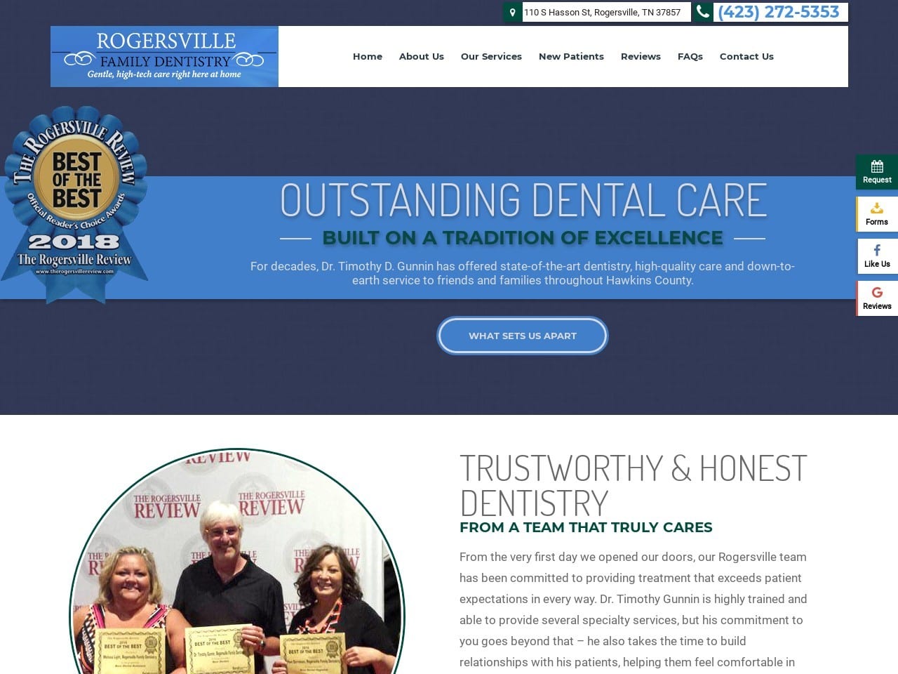 Rogersville Family Dentist Website Screenshot from rogersvillefamilydentistry.com