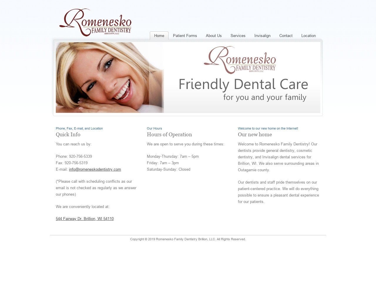 Romenesko Family Dentist Website Screenshot from romeneskodentistry.com