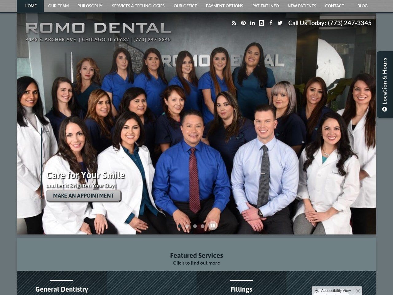 Roma Dental Website Screenshot from romodentalchicago.com