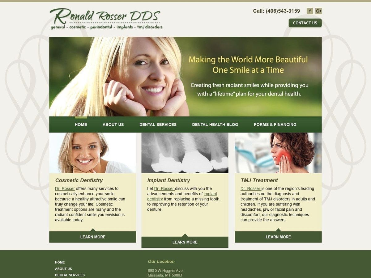 Ronald Rosser DDS Website Screenshot from ronaldrosserdds.com