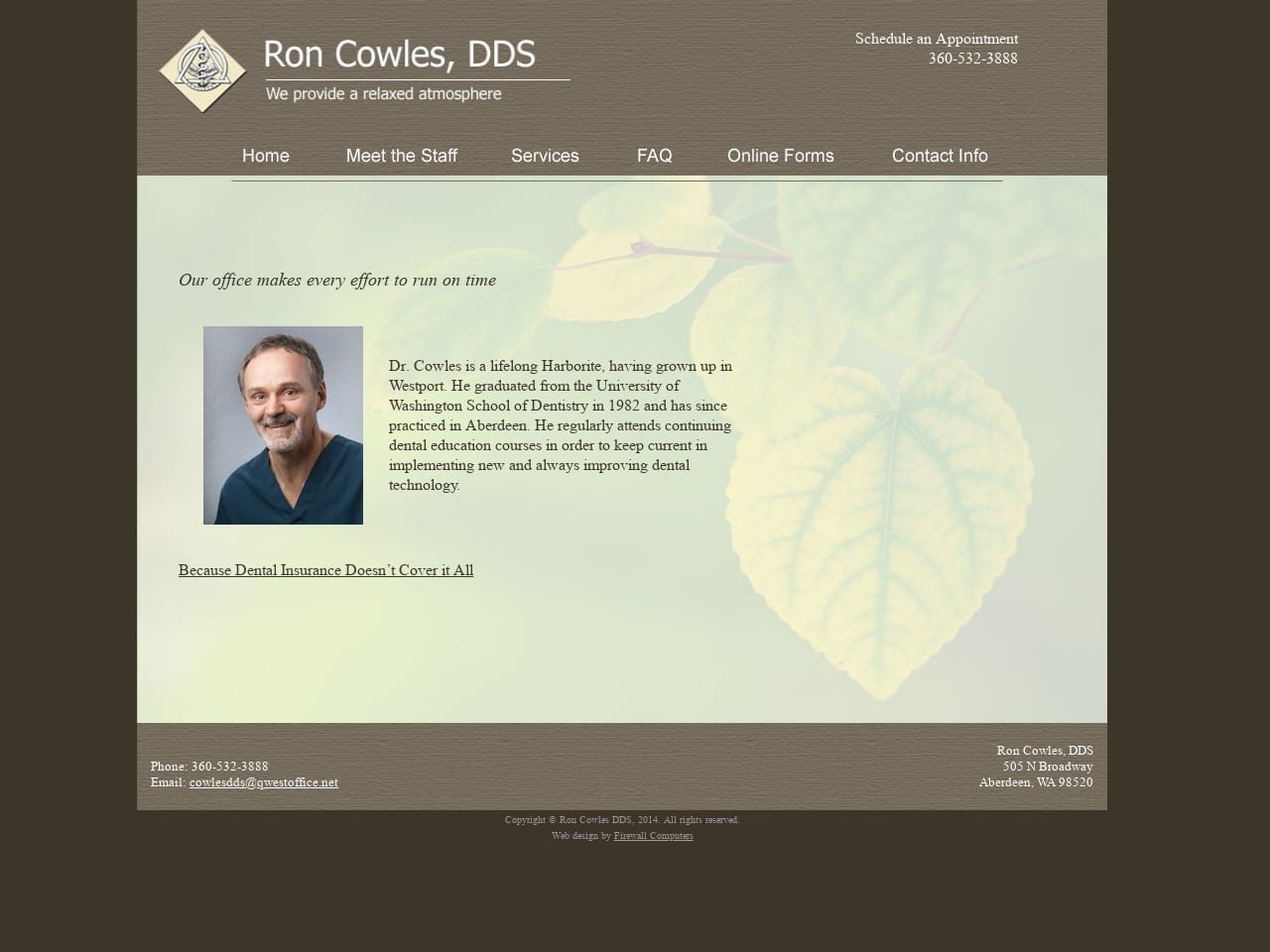 Preventive Family Dentist Website Screenshot from roncowlesdds.com