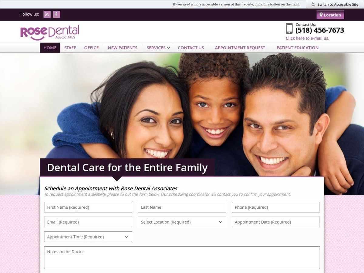 Rose Dental Associates Website Screenshot from rosedentalassociates.com