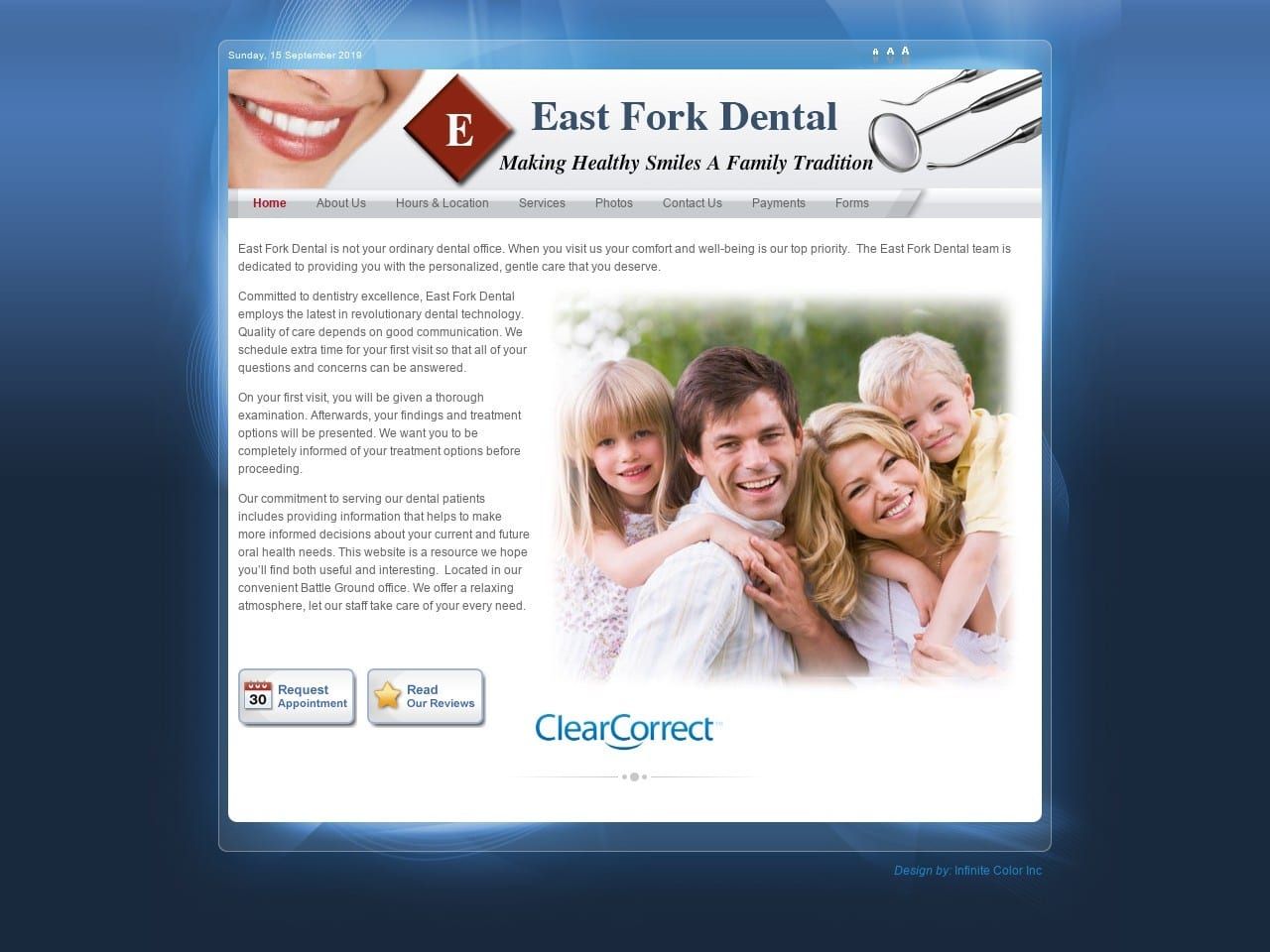 Rose Family Dental Website Screenshot from rosefamilydental.com