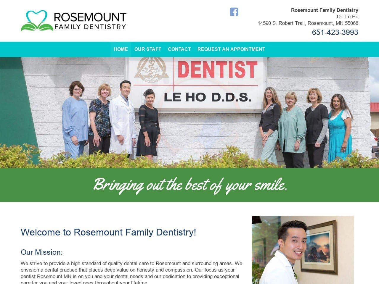 Rosemount Family Dentist Website Screenshot from rosemountfamilydentistry.com