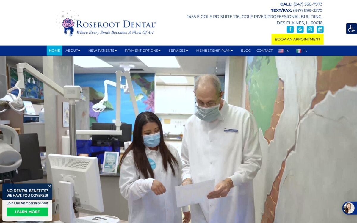 roserootdental.com screenshot