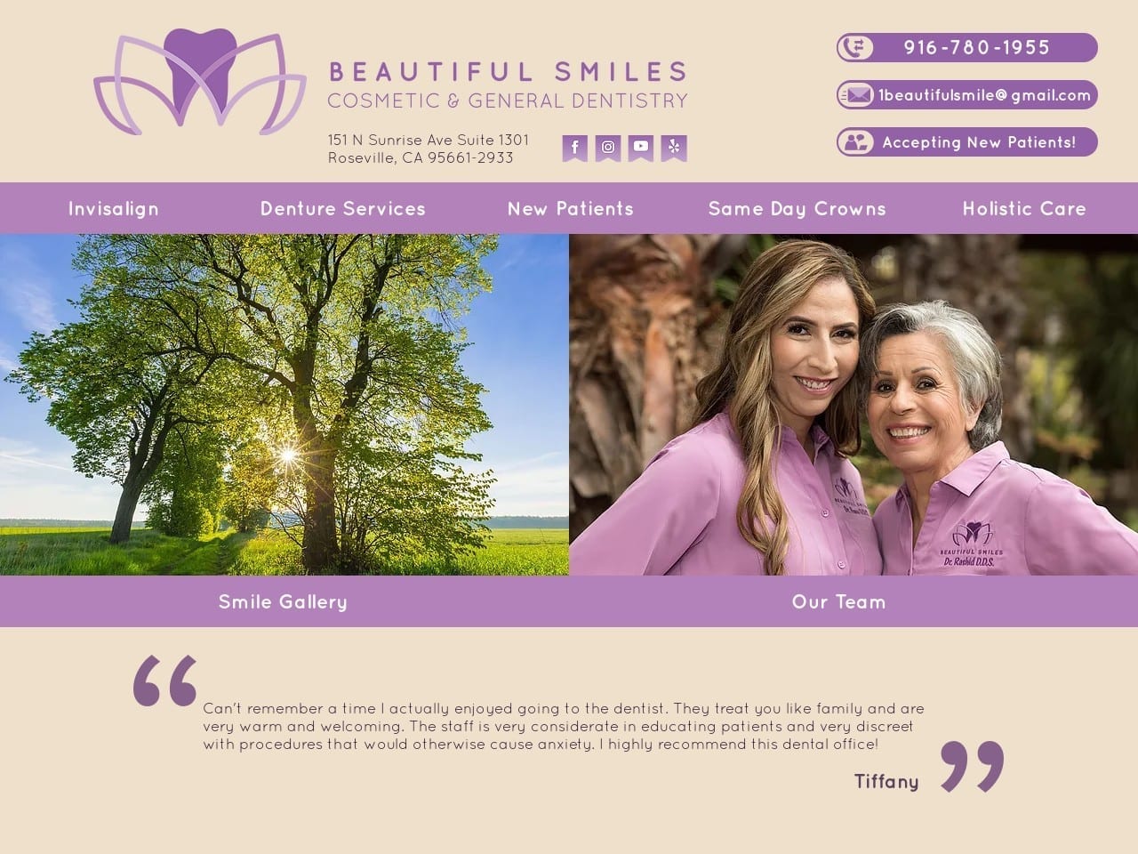 Beautiful Smile Dentist Website Screenshot from rosevillecaliforniadentist.com