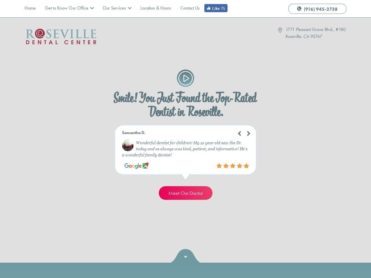 Roseville Dental Center Website Screenshot from rosevilledentalcenter.com