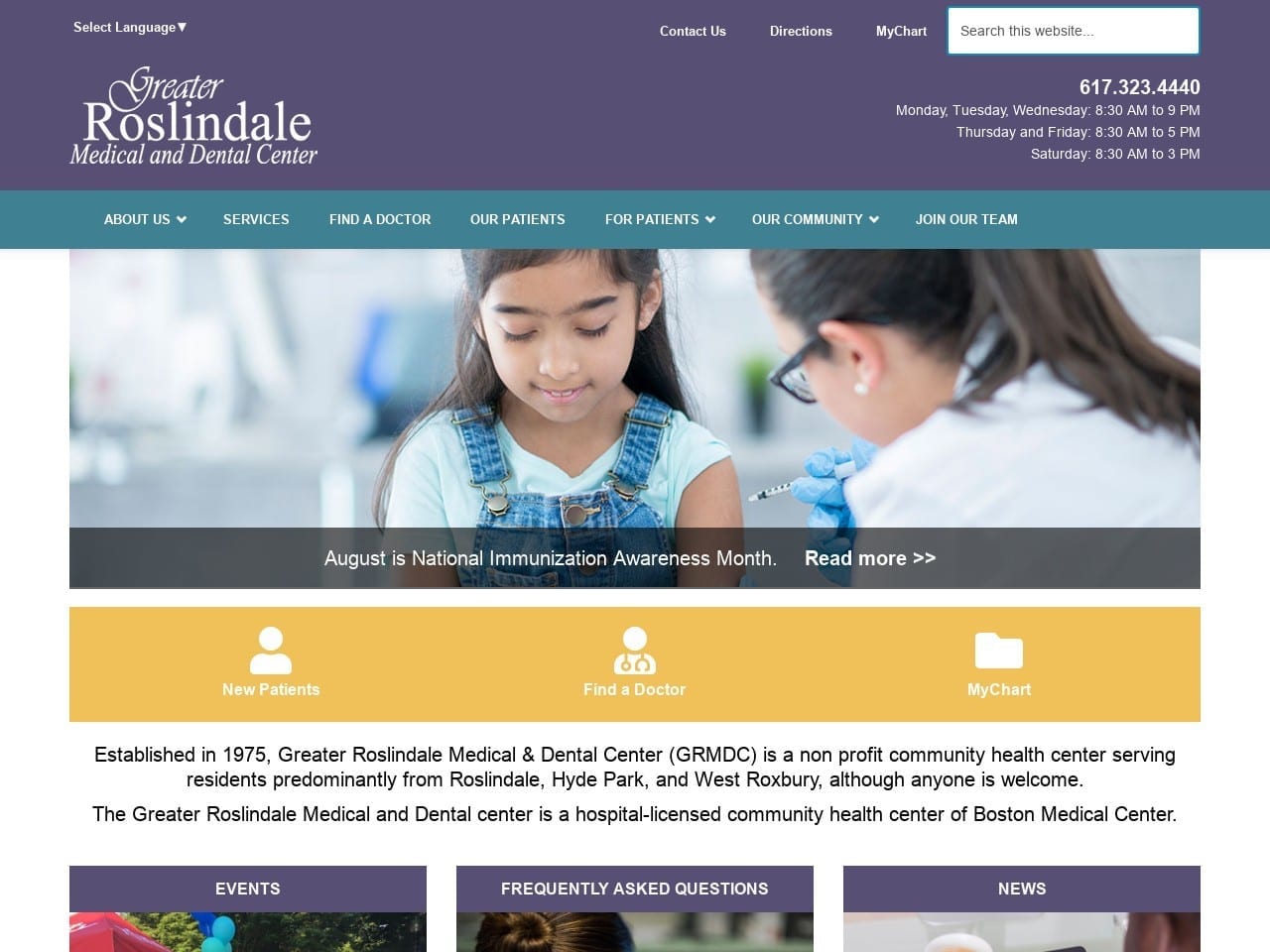 Greater Roslindale Medical Center Website Screenshot from roslindale.org