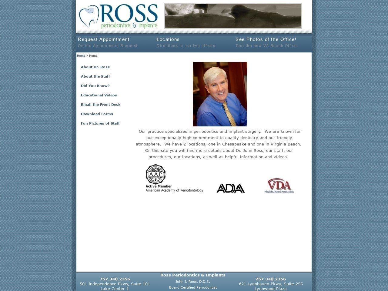 Ross John J DDS Website Screenshot from rossperio.com