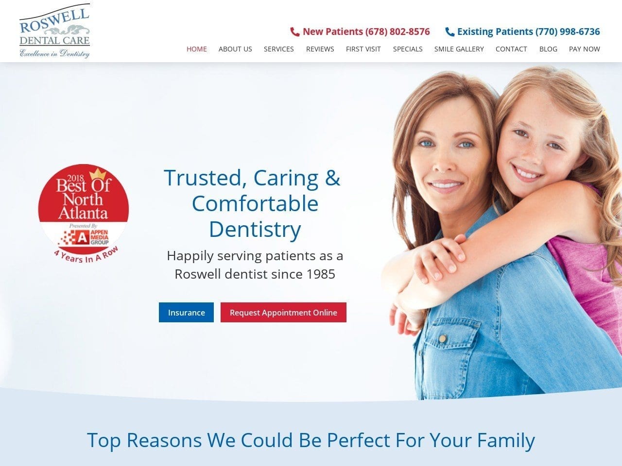 Roswell Dental Care Website Screenshot from roswelldentalcare.com