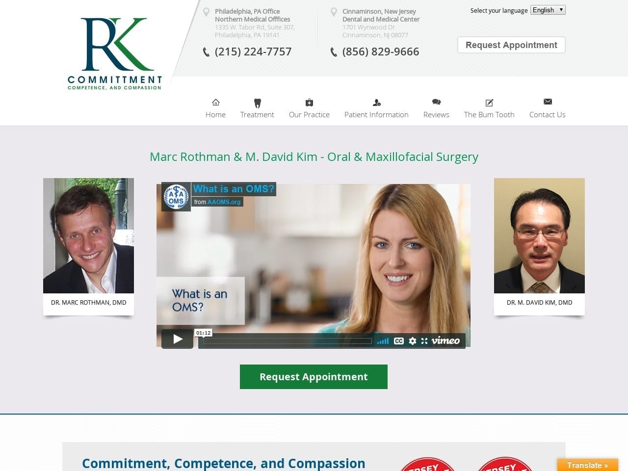 Rothman & Kim Oral & Maxillofacial Surgery Website Screenshot from rothmankimsmiles.com