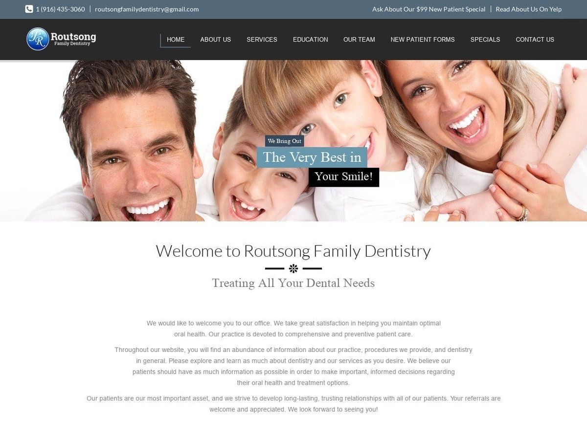 Jeffrey B Routsong DDS Website Screenshot from routsongfamilydentistry.com