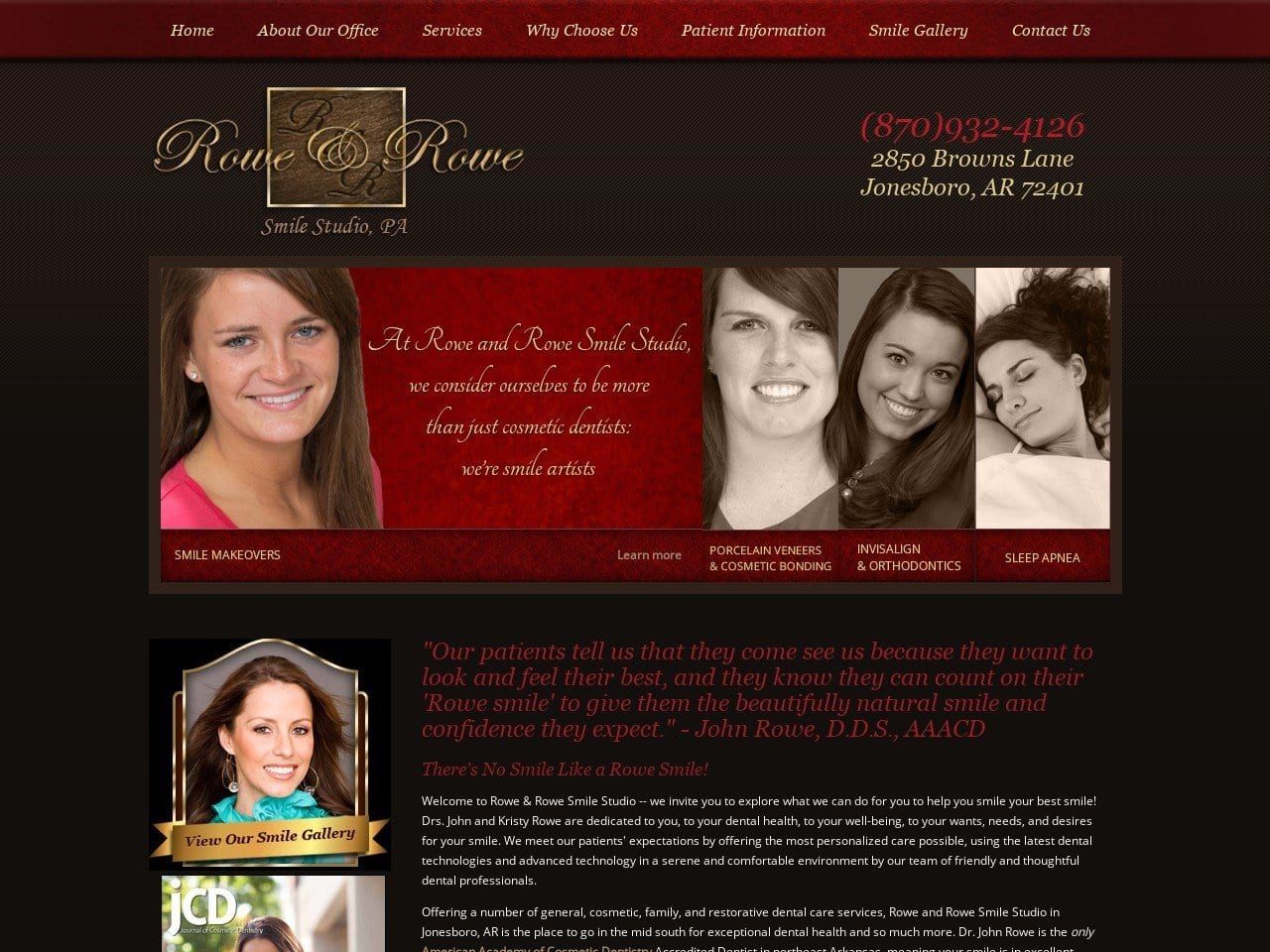 Rowe Smiles Website Screenshot from rowesmiles.com