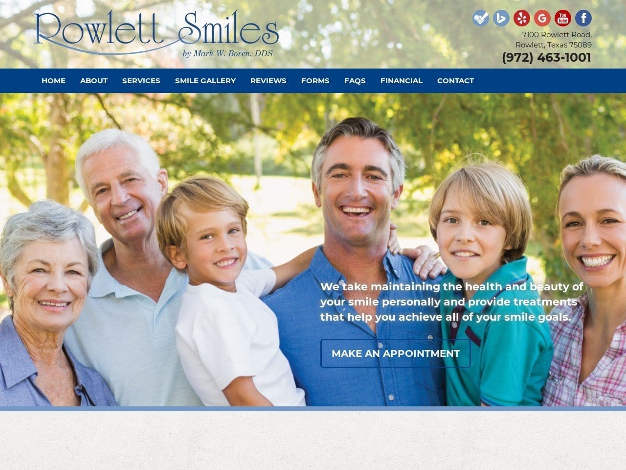 Dr. Mark W. Boren DDS Website Screenshot from rowlettsmiles.com