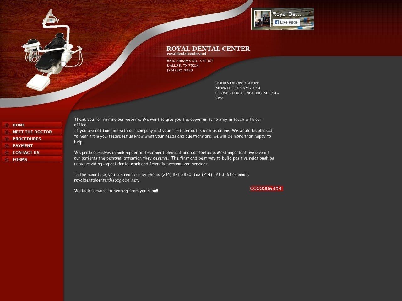 Royal Dental Center Website Screenshot from royaldentalcenter.net