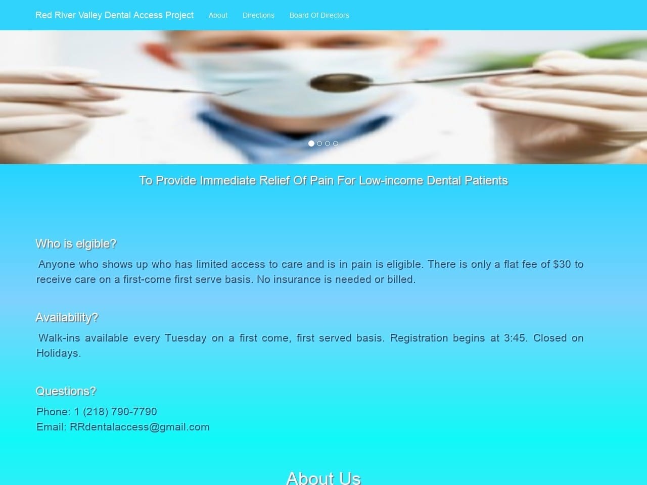 Red River Valley Dental Access Website Screenshot from rrdentalaccess.com