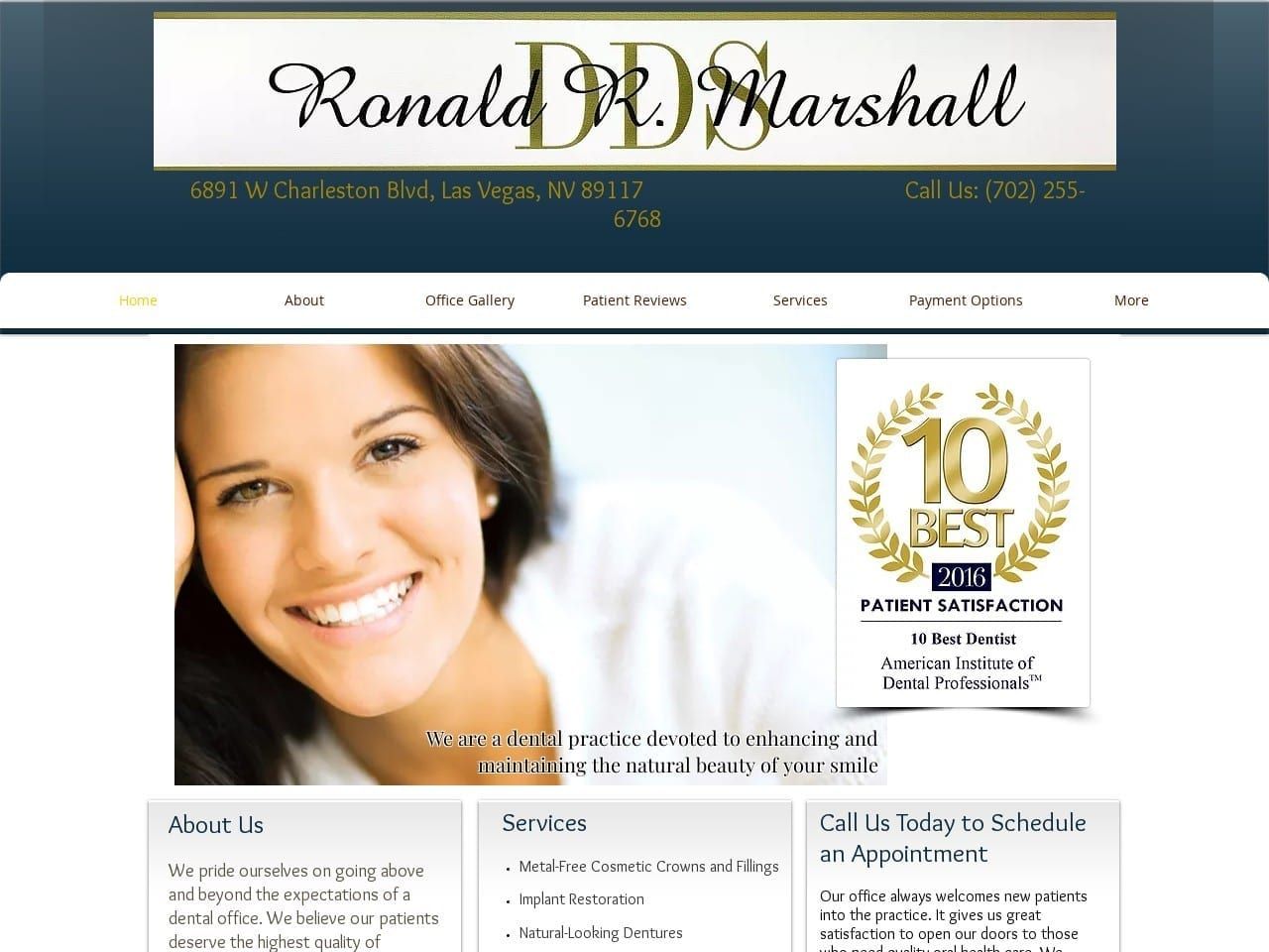 Marshall Ronald R DDS Ltd Website Screenshot from rrmsmile.com