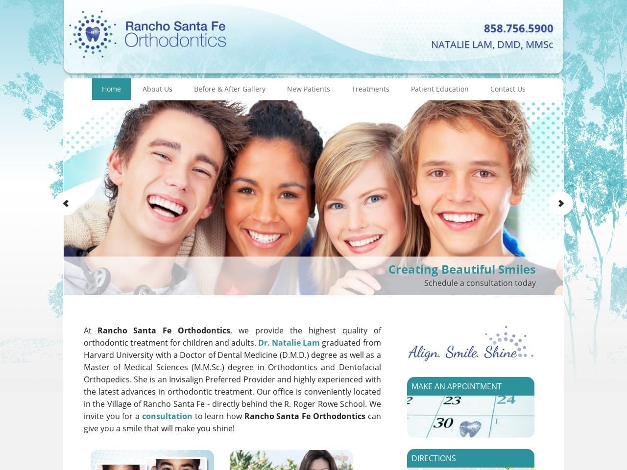 Rancho Santa Fe Orthodontics Website Screenshot from rsforthodontics.com