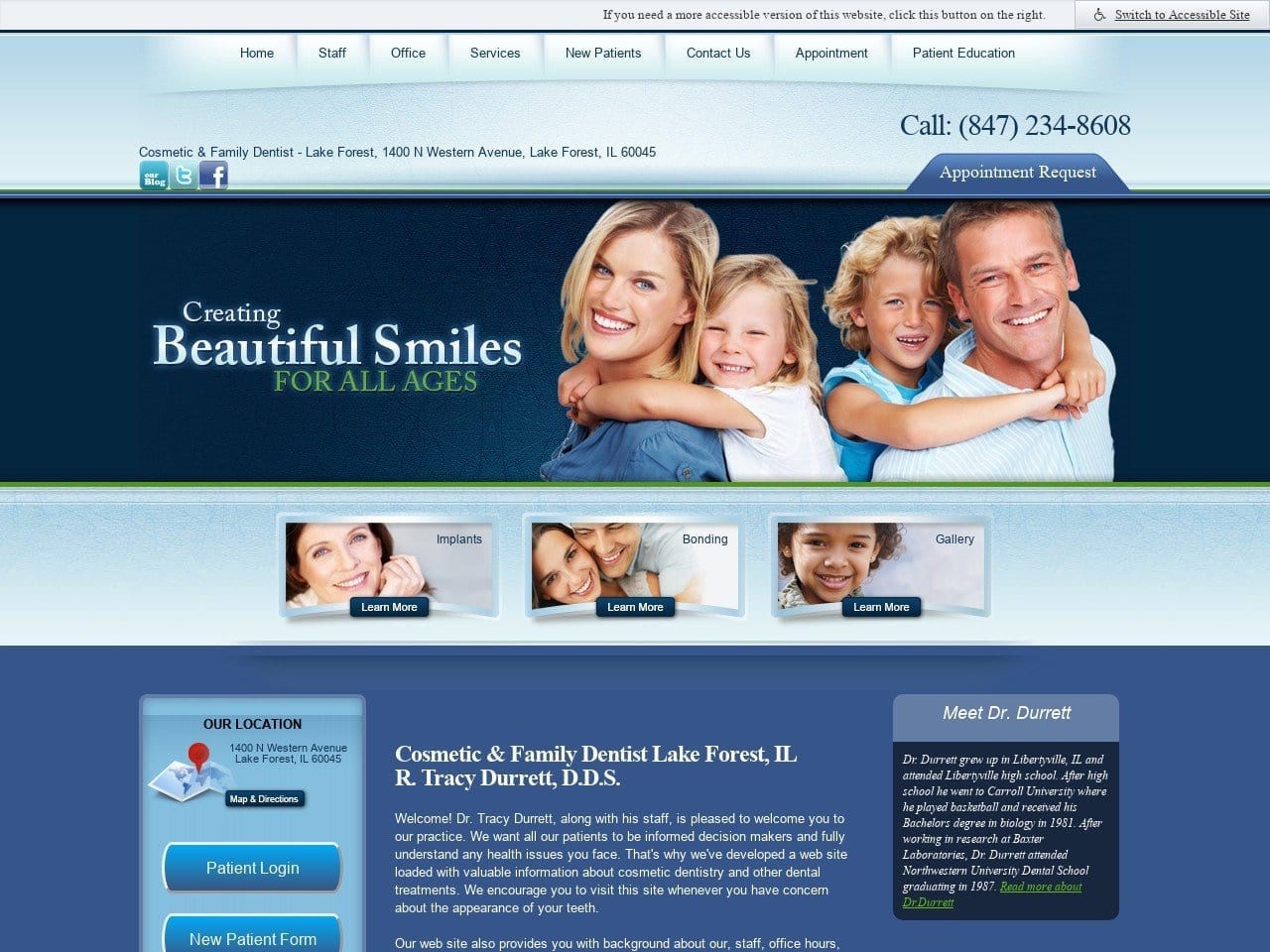 Durrett R Tracy DDS Website Screenshot from rtdurrett.com