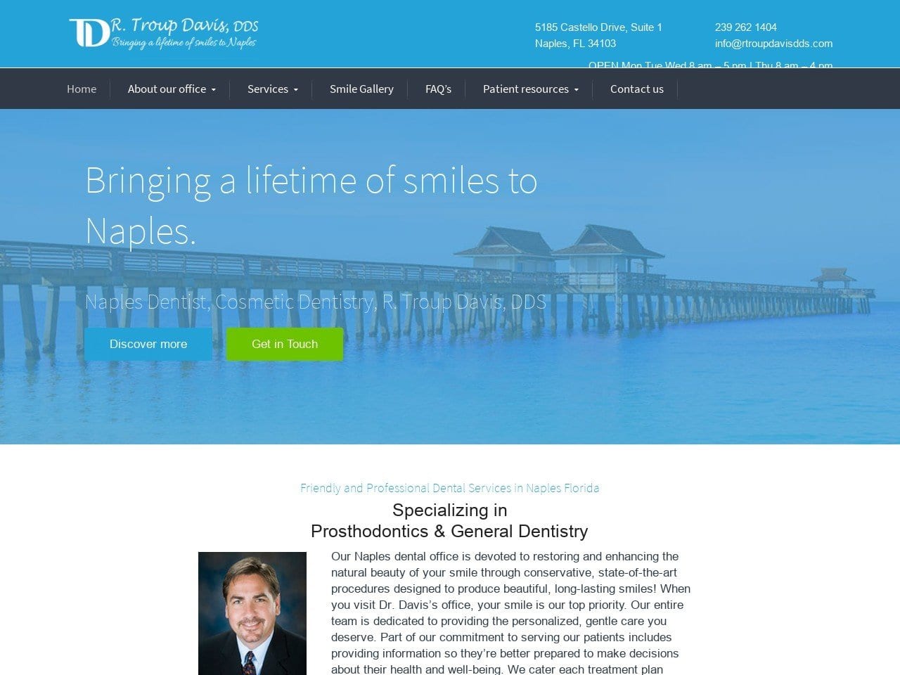 Davis R Troup DDS PA Website Screenshot from rtroupdavisdds.com