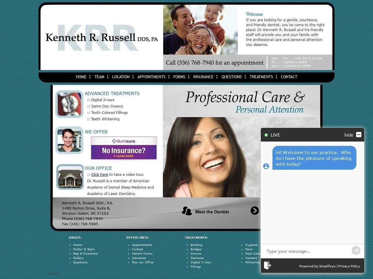 Russell Kenneth R DDS PA Website Screenshot from runumb.com