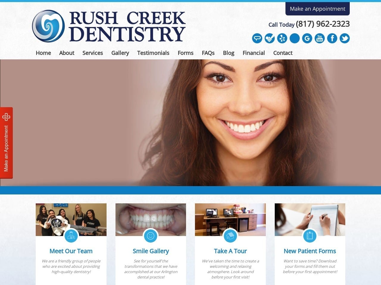 Rush Creek Dentist Website Screenshot from rushcreekdentistry.com