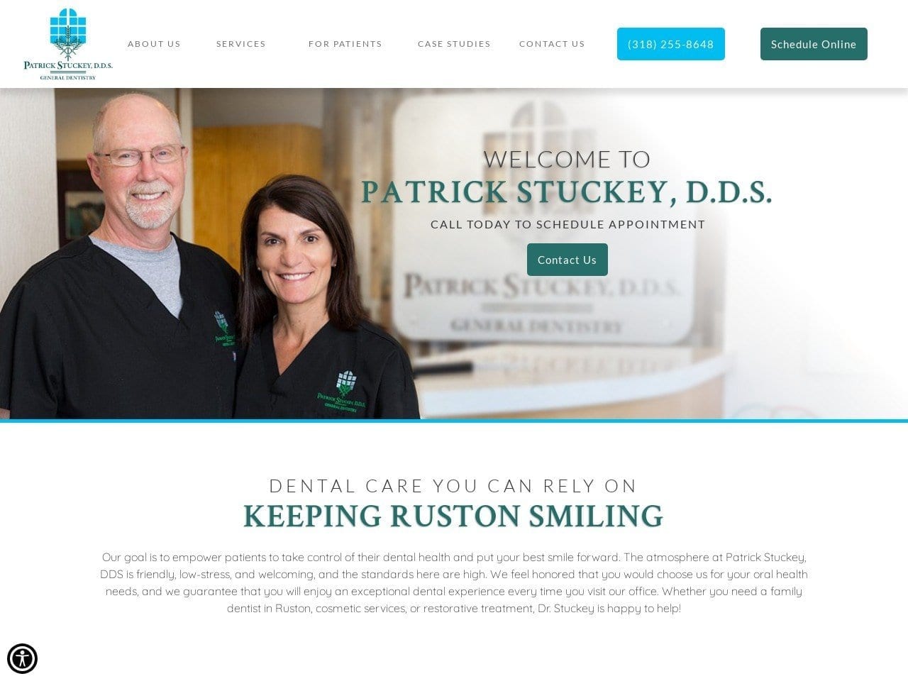 Patrick Stuckey DDS Website Screenshot from rustondentist.com