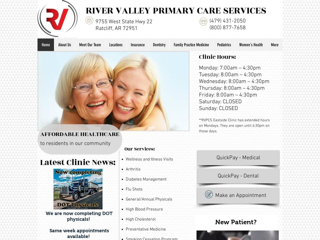 Mountainburg Family Clinic Website Screenshot from rvpcs.org