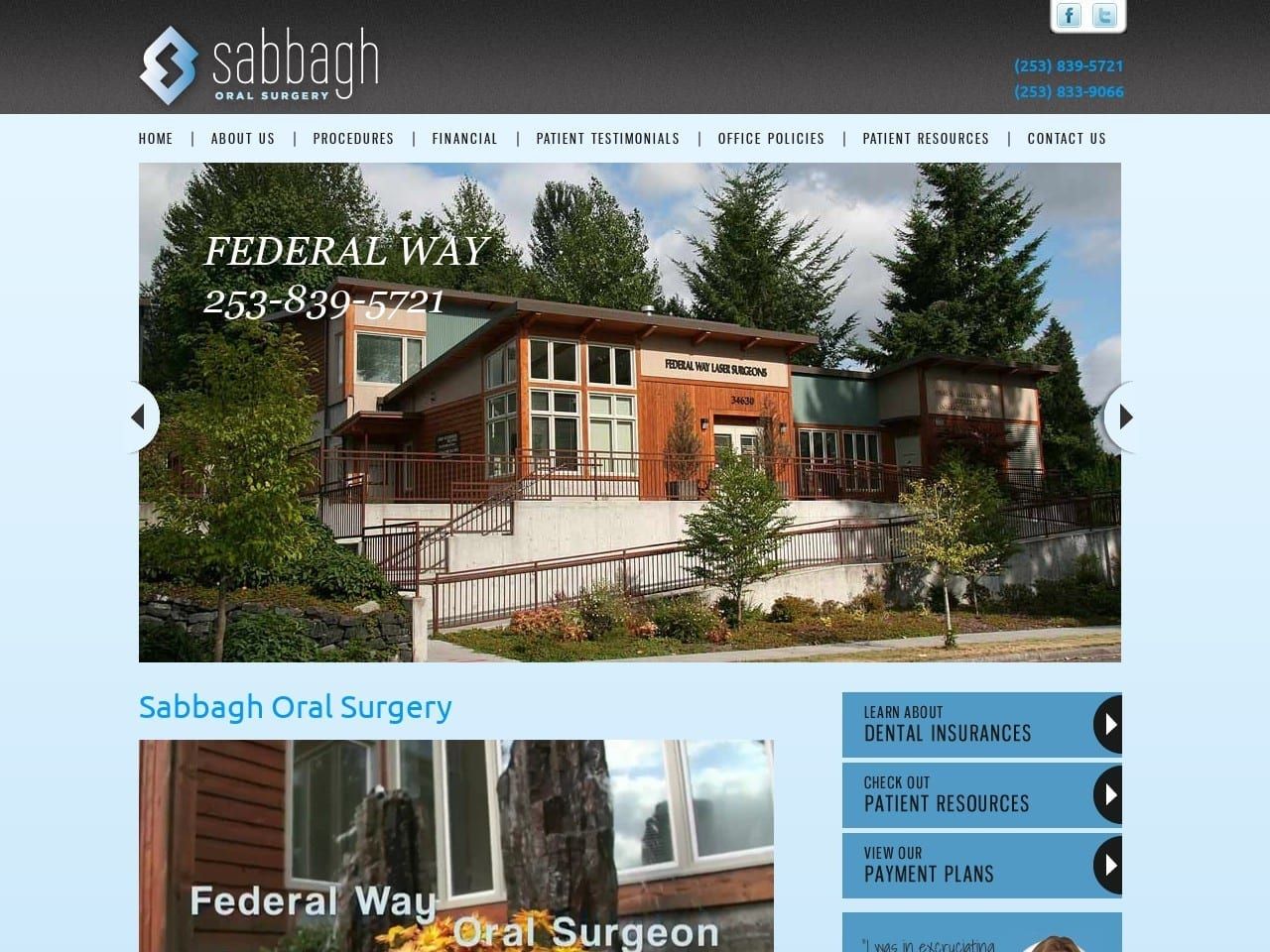 Federal Way Oral Dentist Website Screenshot from sabbaghoralsurgery.com