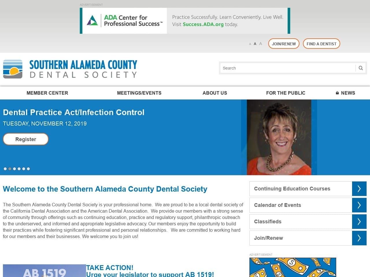 Southern Alameda County Dental Website Screenshot from sacds.org