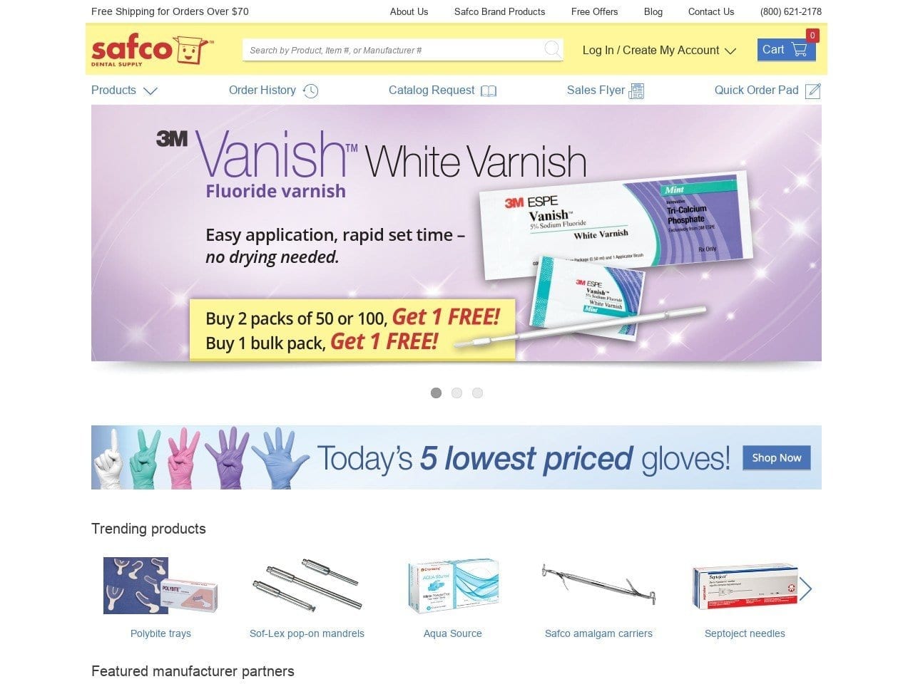 Safco Dental Supply Website Screenshot from safcodental.com