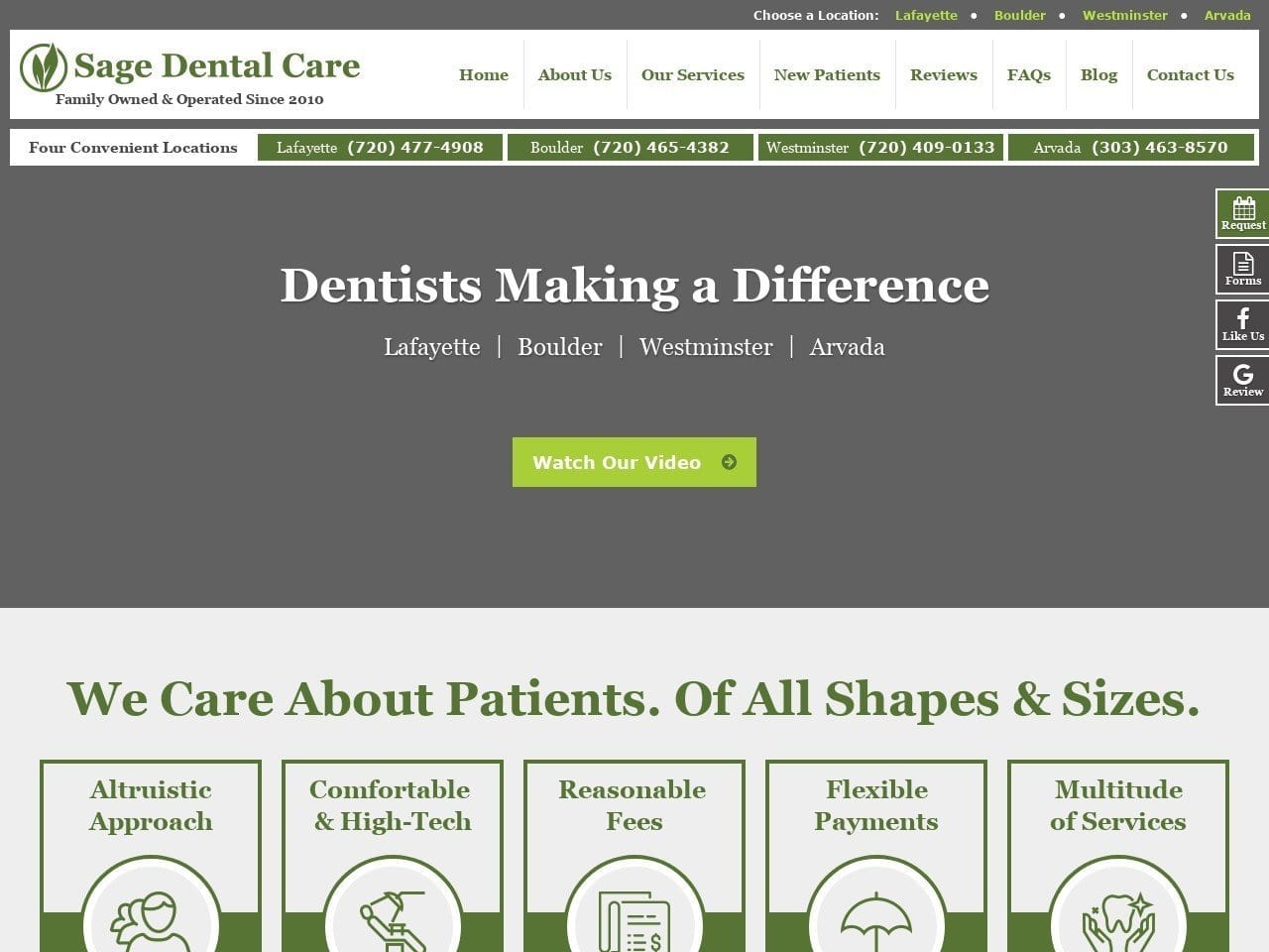 Sage Dental Care Website Screenshot from sagedentalcare.com