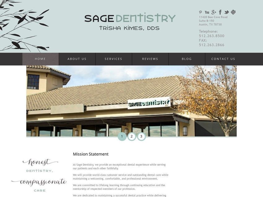 Sage Dentist Website Screenshot from sagedentistryaustin.com