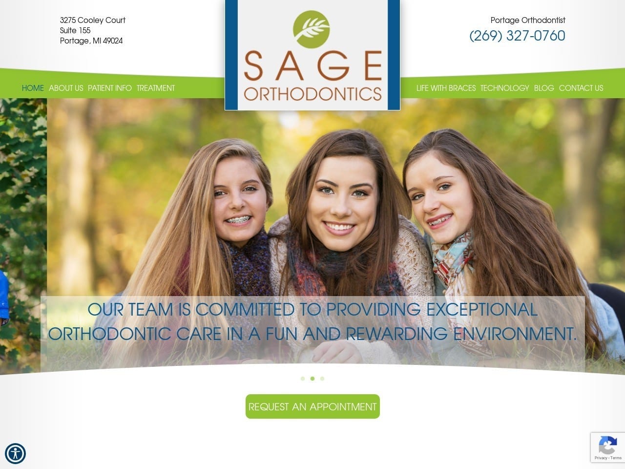 Sage Orthodontics Website Screenshot from sageorthodontics.com